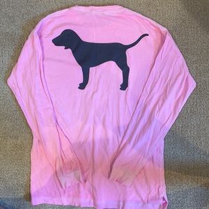 VS pink oversized dyed relaxed long sleeve tee